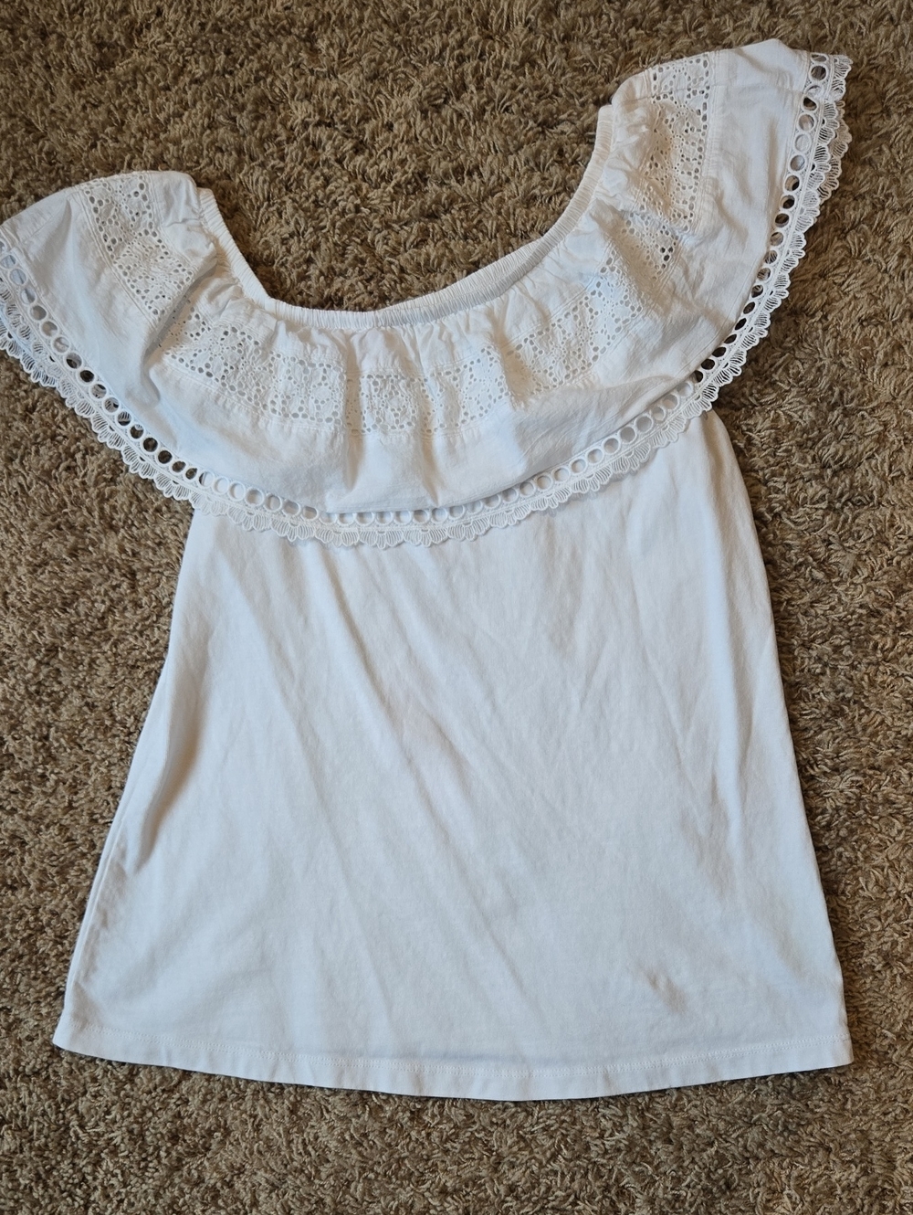 Lilly Pulitzer White Off-Shoulder Eyelet Ruffle Camisole